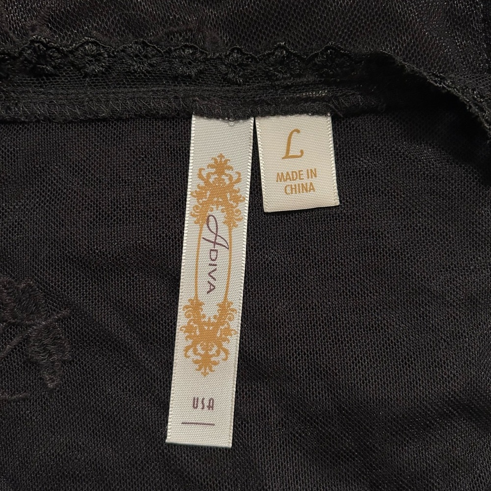 NWOT ADIVA Women Floral Embroidered Sheer Top, Black, Size Large - Picture 8 of 9